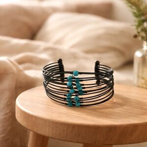 Wired Blue Bead Bracelet